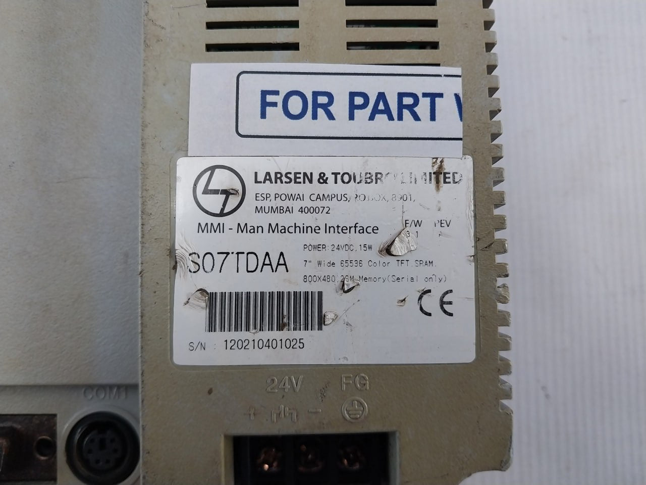 Larsen & Toubro S07Tdaa Ln Touch Hmi-human Machine Interface 24Vdc