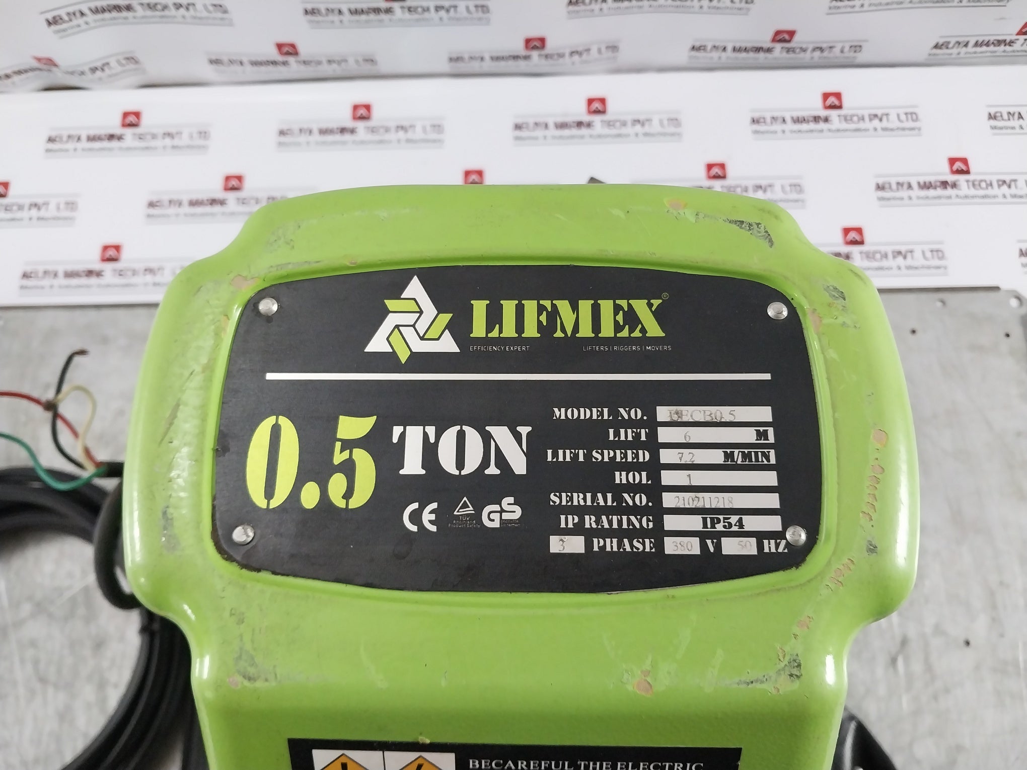 Lifmex Lecb0.5 Ton Electrical Chain Block Without Trolley, 7.2 M/Min, 3 Phase