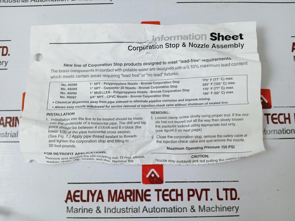 Lmi 49287 Corporation Stop & Nozzle Assembly 3/4" Npt Cpvc Nozzle Bronze