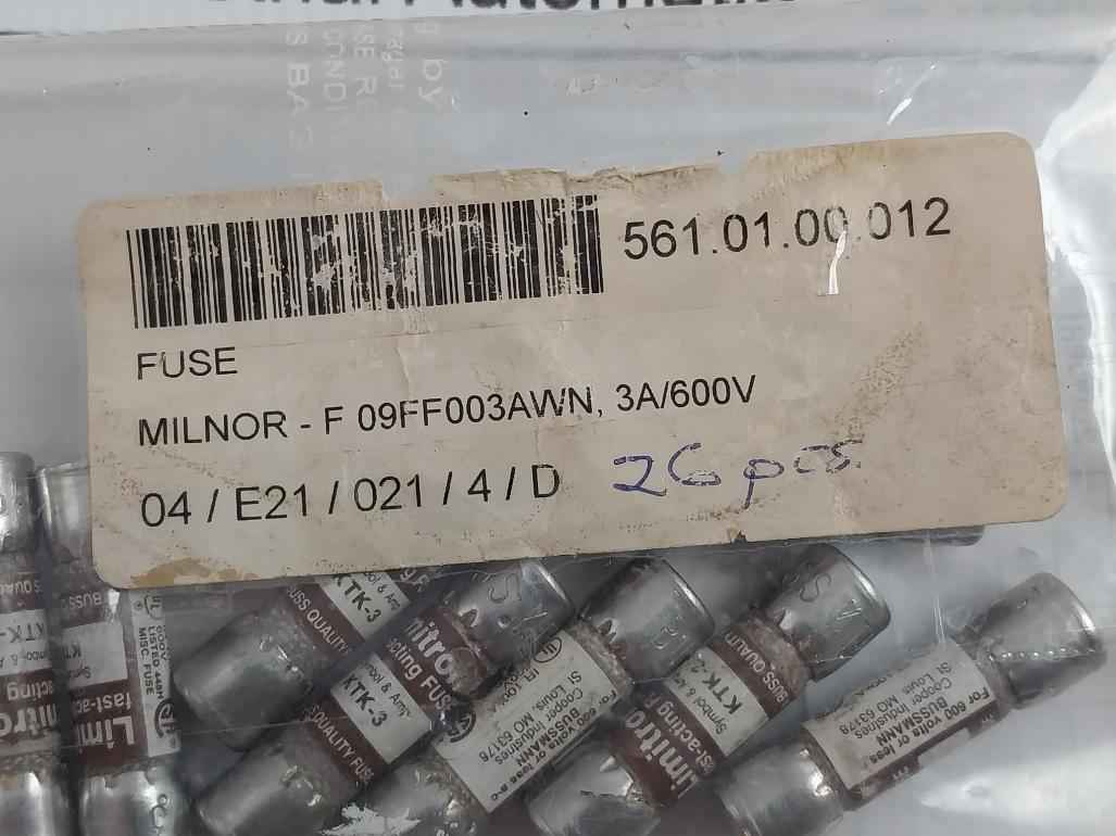 Lot Of 10X Bussmann Ktk-3 Fast-acting Fuse 3A/600V