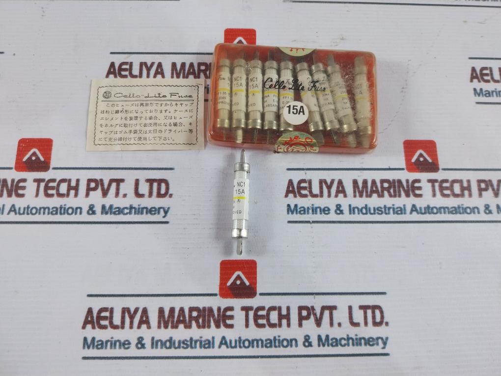 Lot of 10X Cello-lite NC1 15A Fuses Cartridges 15A