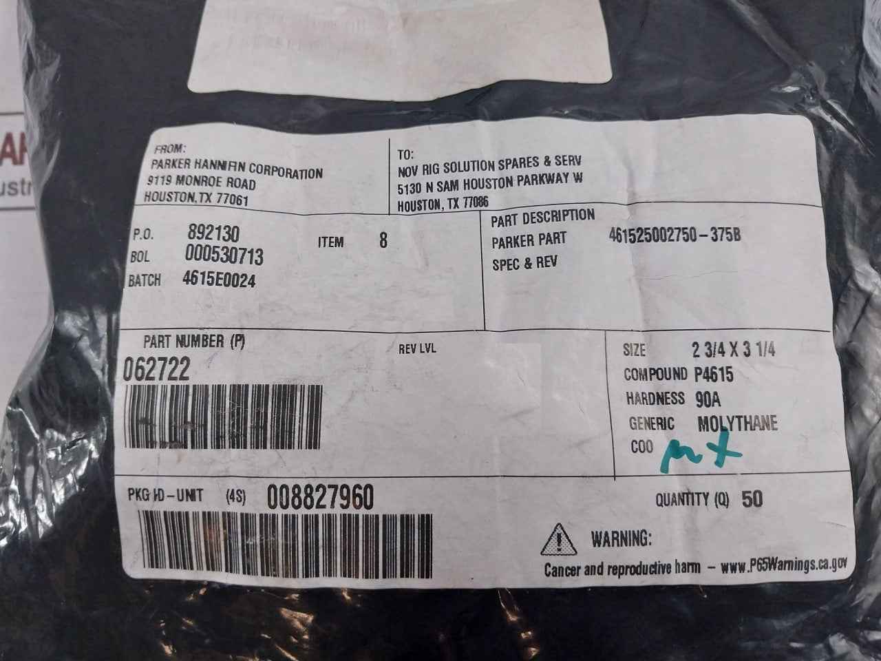 Lot Of 10X Parker 062722 Molythane Polypak Seal 2 3/4 X 3 1/4 2Nq-a2 P4615