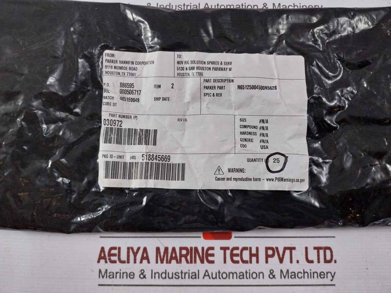 Lot Of 10X Parker Hannifin 030972 Seal Ring N65125004500N562B