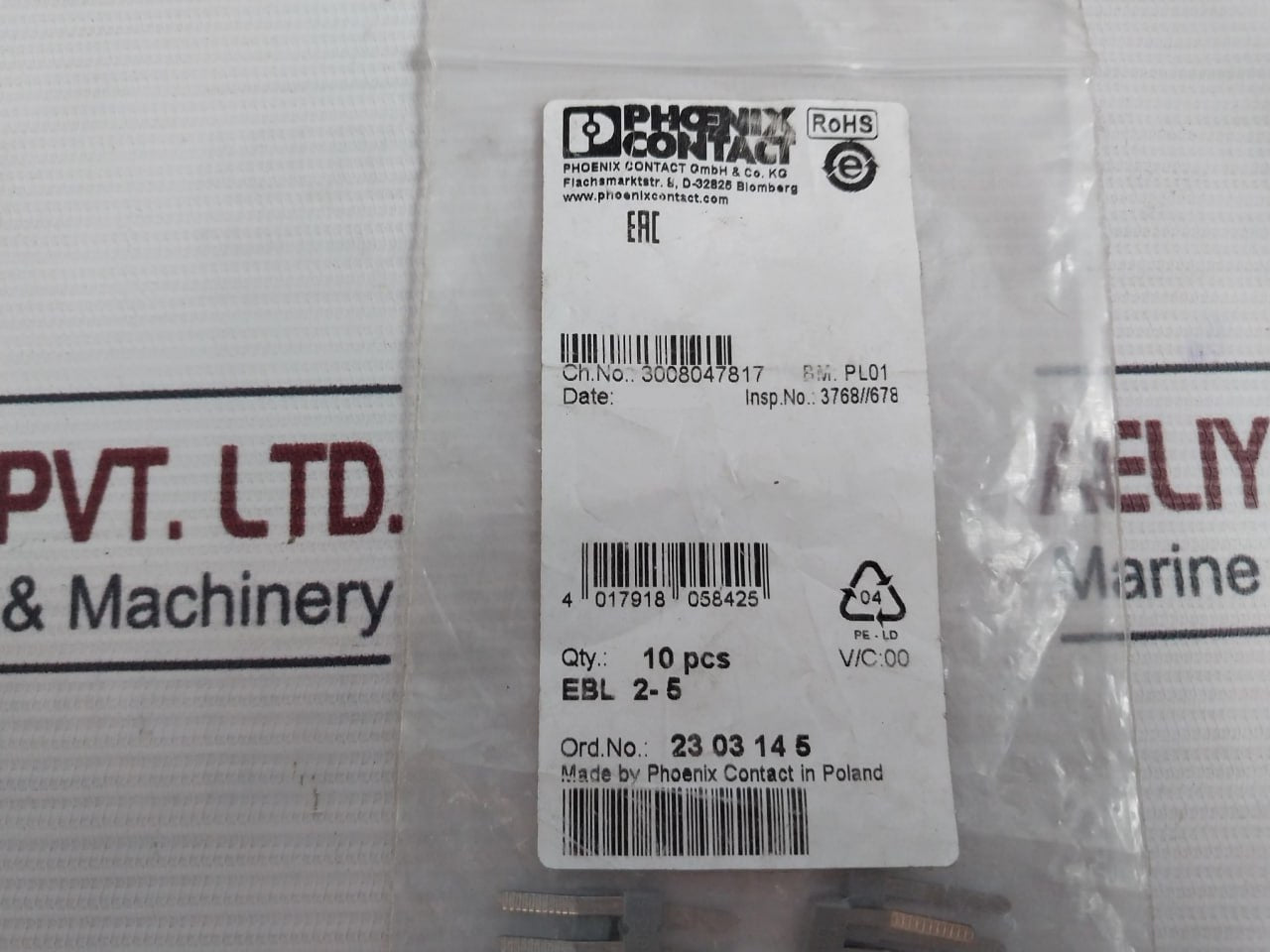 Lot Of 10X PHOENIX CONTACT EBL 2-5 Insertion Bridge