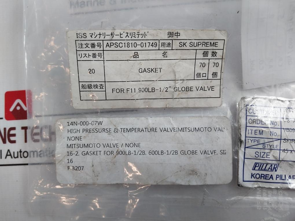 Lot of 10X PILLAR Spiral Wound Gasket F/ High Pressure Valve 14N-000-07W V3-A265