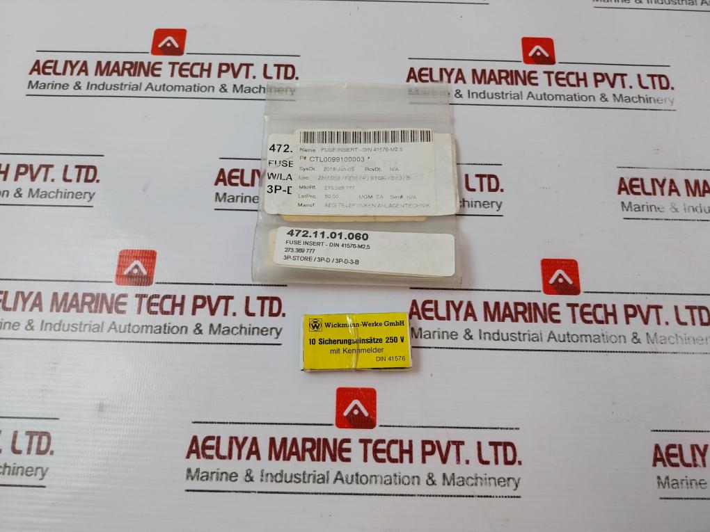Lot of 10X Wickmann-werke 250V Cylindrical Insert Fuse 5 X 25 Mm Din 41576