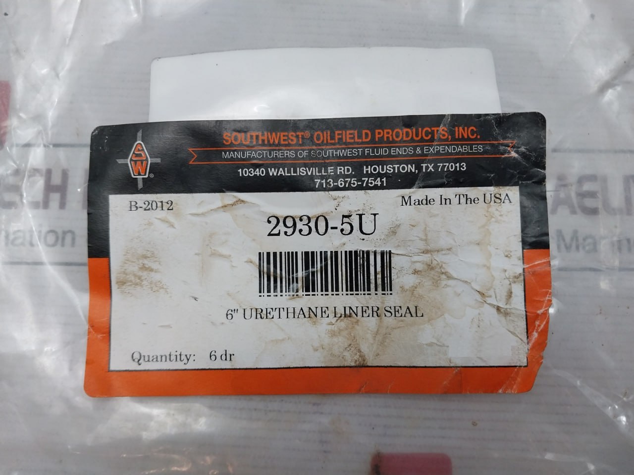 Lot of 13X SOUTHWEST 2930-5U 6" Urethane Liner Seal B-2012