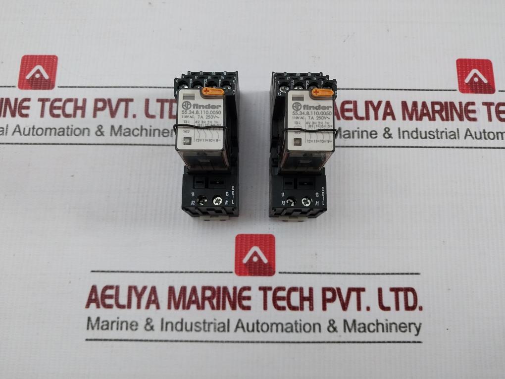 Lot Of 2X 55.34.8.110.0050 Plug-in Relay With Socket 10A 250V Finder