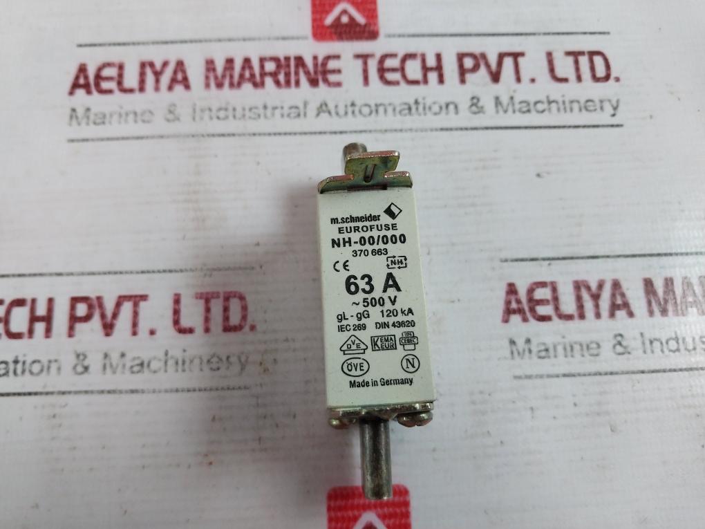 Lot of 2X M.Schneider NH-00/000 Eurofuse GL-GG 120KA DIN 43620 370 663