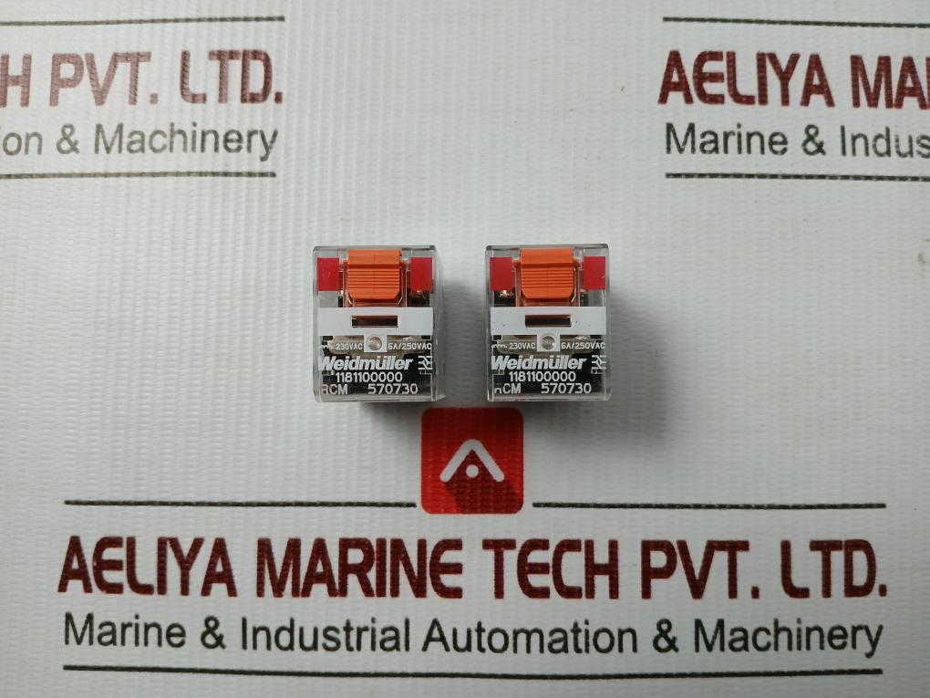 Lot Of 2X Miniature Power Relay Rcm-570730 Weidmuller 230 Vac 6A