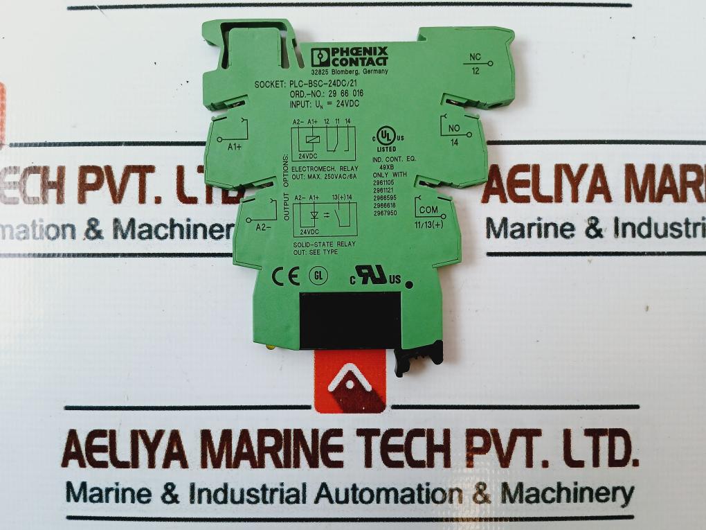 Lot of 2X Phoenix Contact 29 66 595 Relay with PLC-BSC-24DC/21 Base