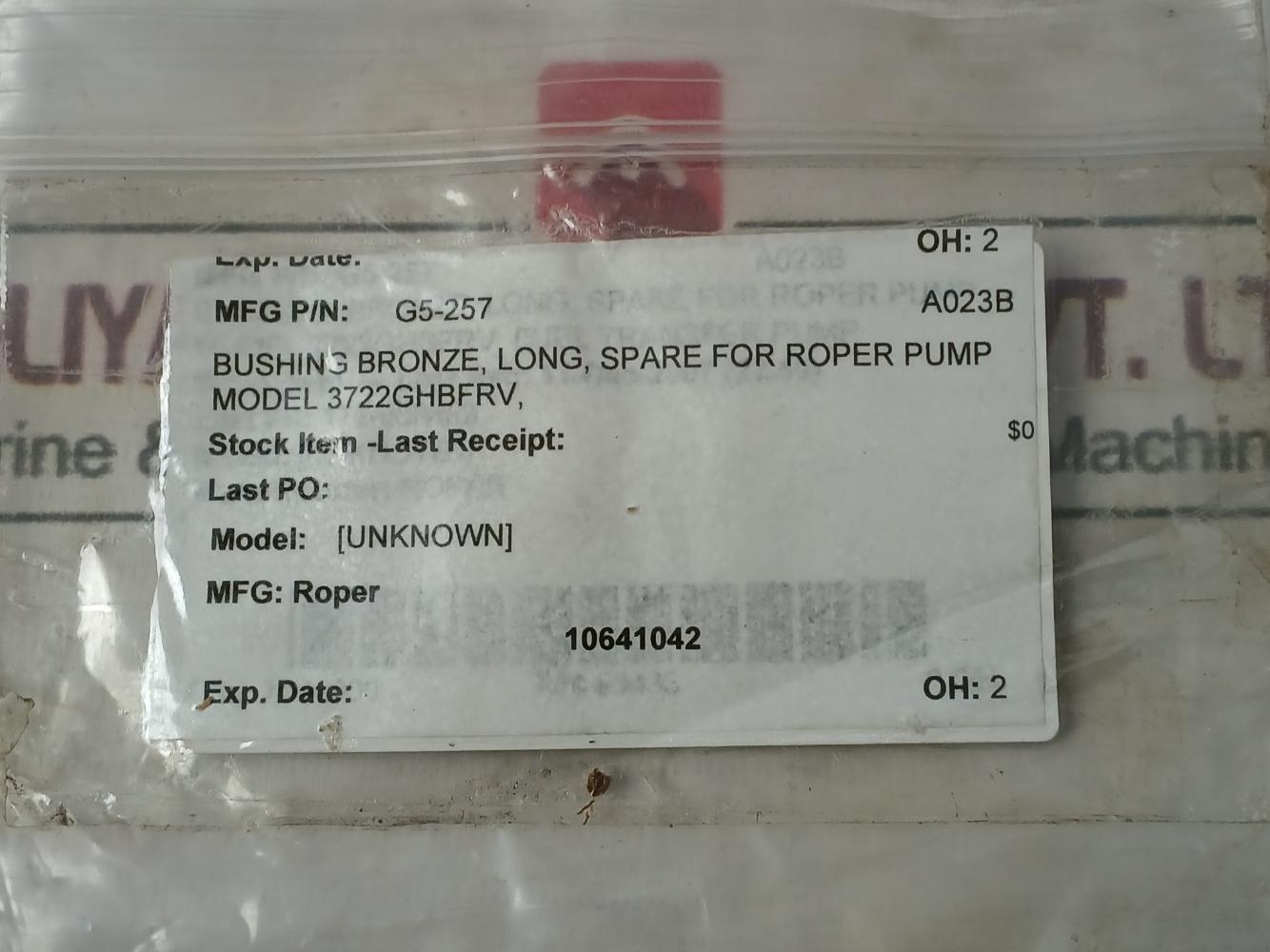 Lot of 2X ROPER G5-257 Bronze Long Bushing Spare For Pump 3722GHBFRV