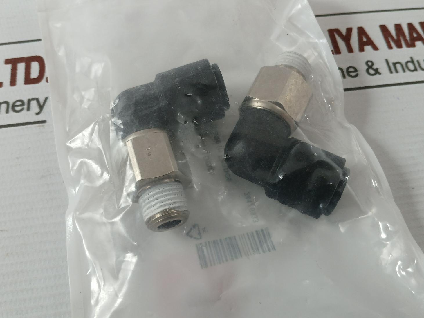Lot of 2X RS 460-7661 Series Elbow Threaded Adaptor 1/4. 10MM