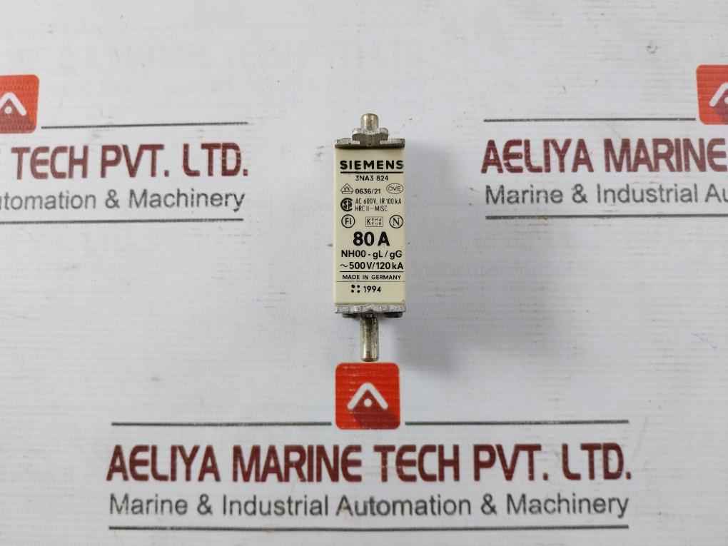 Lot Of 2X Siemens 3Na3 824 Fuse Nh00-gl/Gg 80A Ac 600V