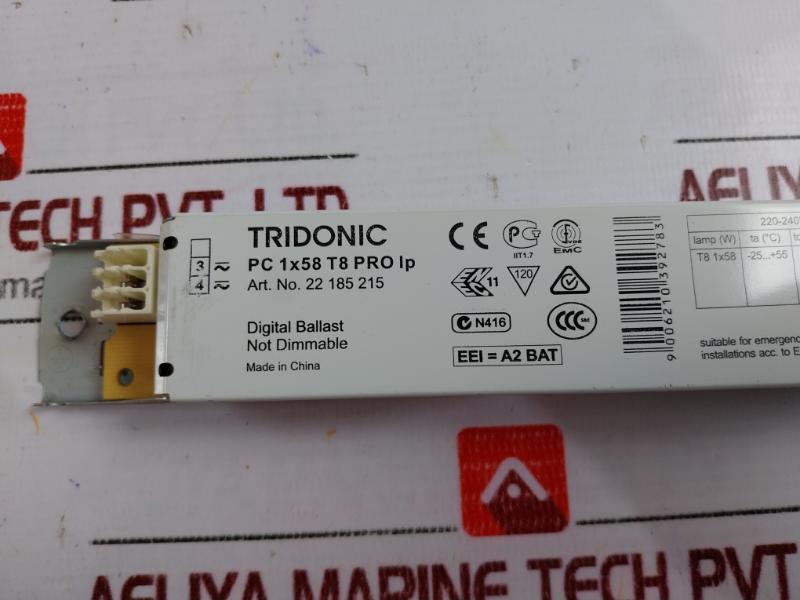 Lot of 2X Tridonic 22185215 Not Dimmable Digital Ballast PC 1X58 T8 PRO IP