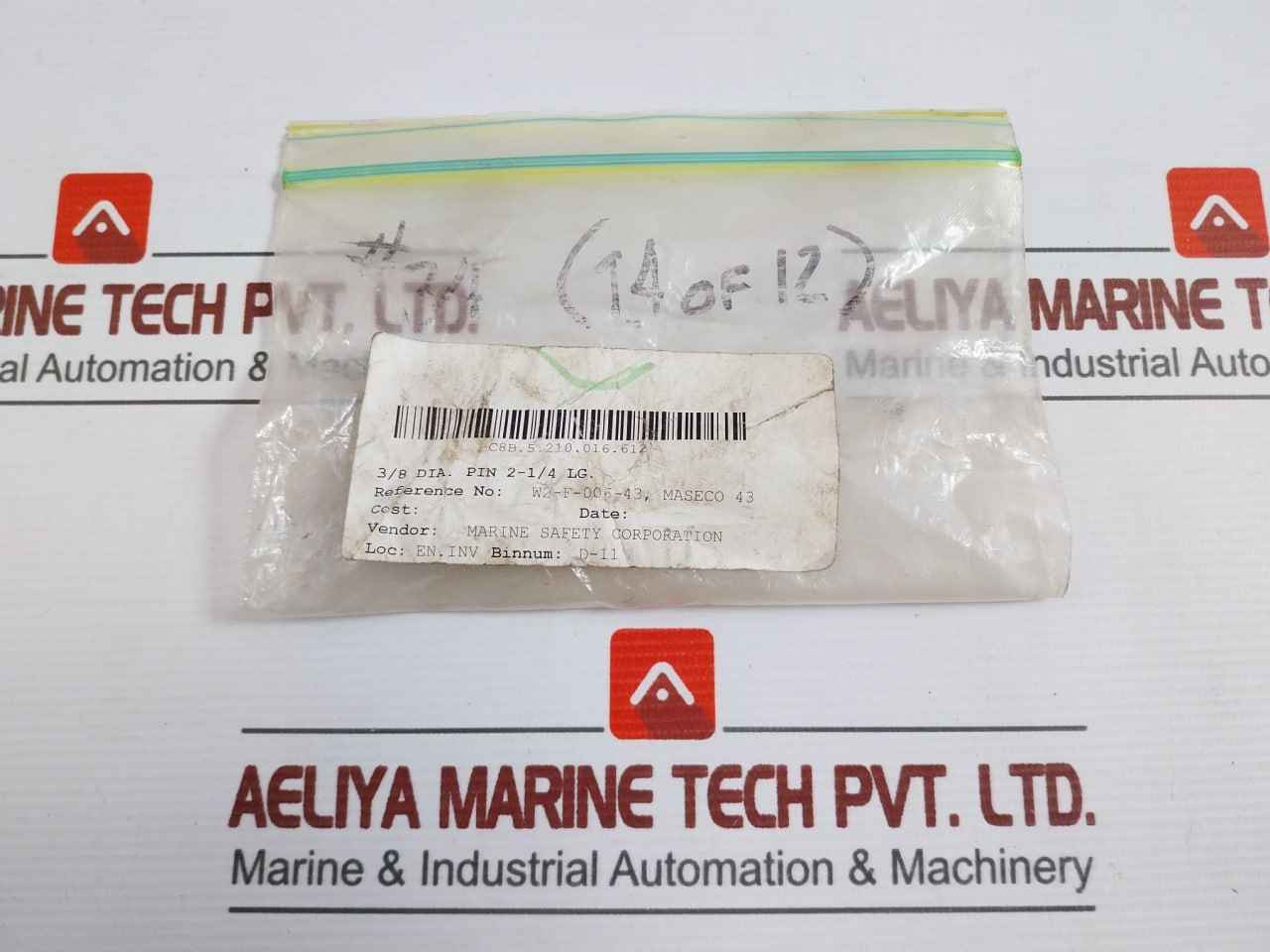 Lot Of 2X W2-f-006-43 3/8 Dia 2-1/4 Lg Groove Pin