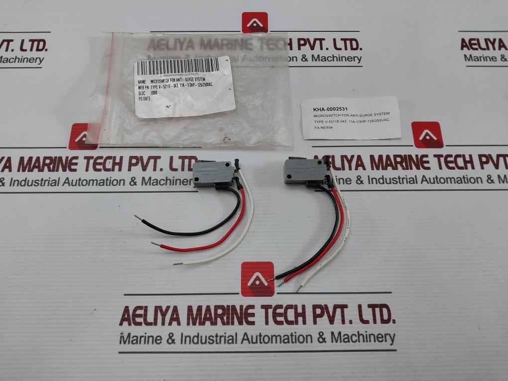 Lot Of 2X Yamatake-honeywell V-5211E-043 Microswitch For Anti-surge System 11A 2