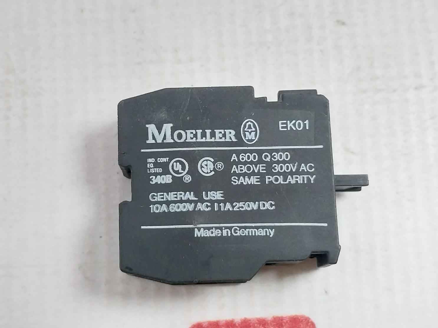 Lot Of 2x Moeller Ek01 Contact Block 6kv 10a 600v/a600 Q300