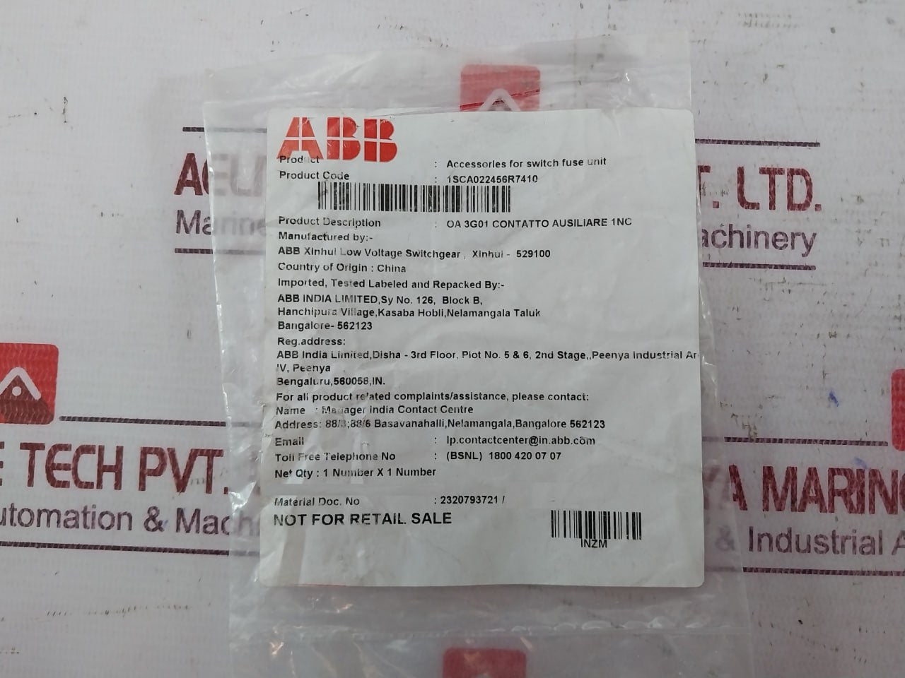 Lot of 3X ABB OA3G01 Auxiliary Contact for Switch Fuse Unit 690V 16A A600-R300