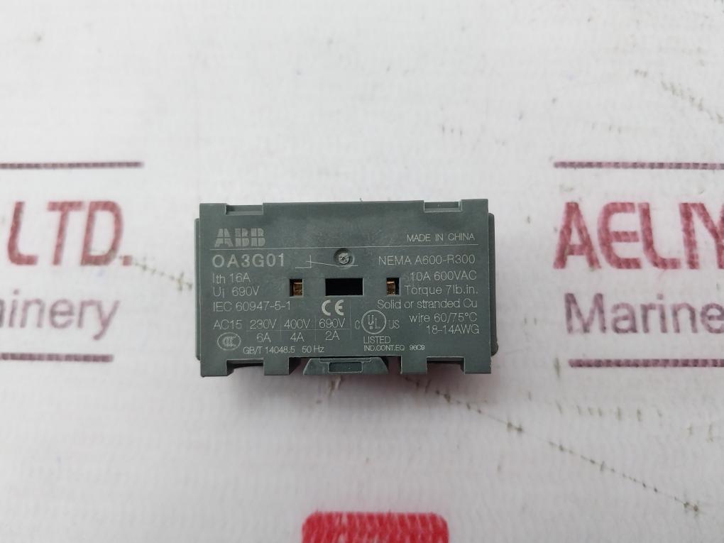 Lot of 3X ABB OA3G01 Auxiliary Contact for Switch Fuse Unit 690V 16A A600-R300