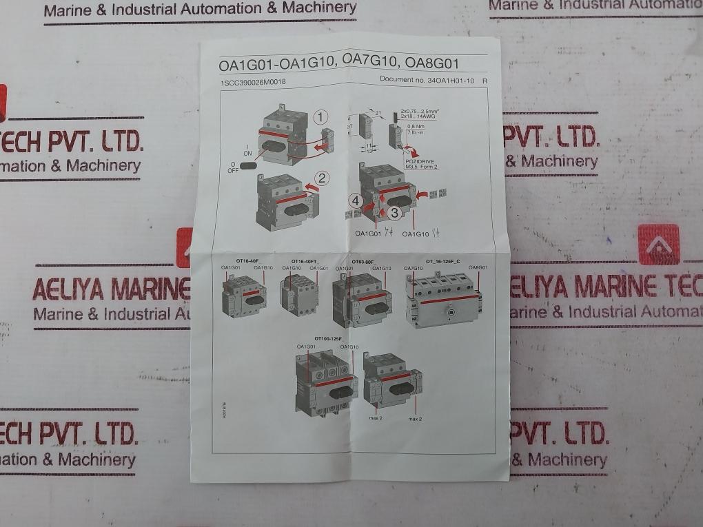 Lot of 3X ABB OA3G01 Auxiliary Contact for Switch Fuse Unit 690V 16A A600-R300