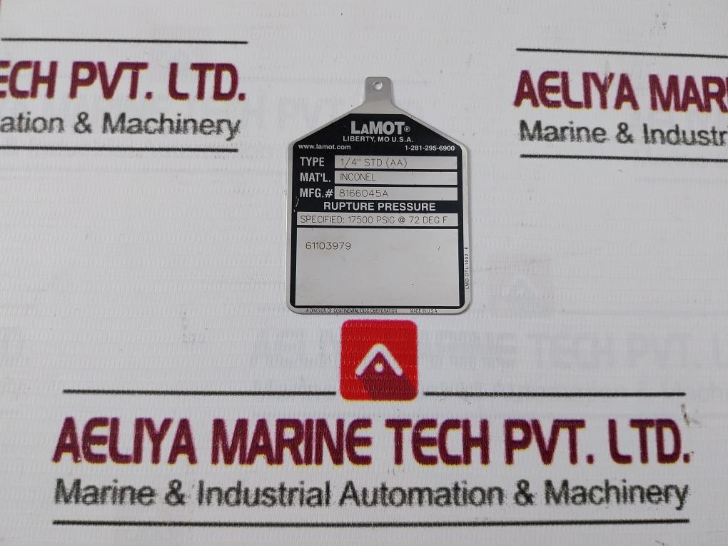 Lamot 1/4" Std (Aa) Rupture Pressure Model Ctu-20P-d2
