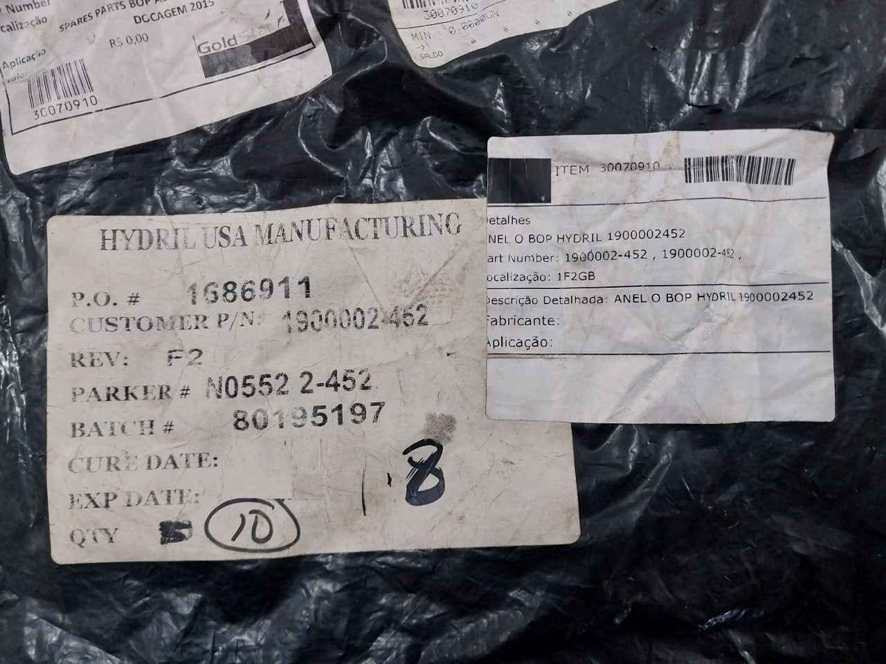 Lot Of 3X Parker N0552 2-452 Anel O Bop O-ring For Spare Part Assy 28-15 Rev F2