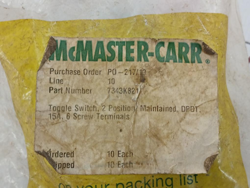 Lot Of 3X Toggle Switch 7343K821 Mcmaster-carr