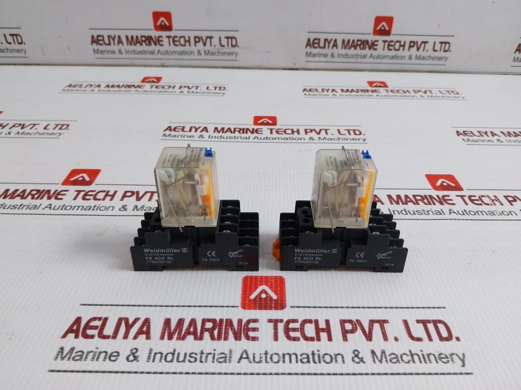Lot Of 3X Weidmuller Power Relay With Socket Base 24 Vdc Drm570024Lt Au
