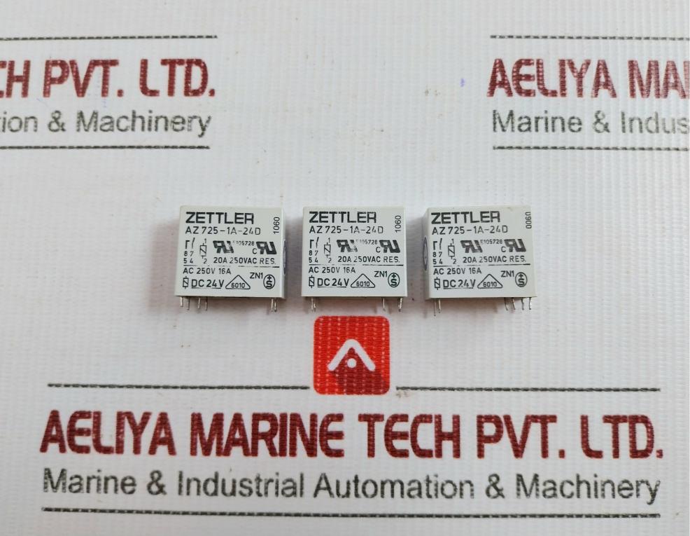 Lot Of 3X Zettler Miniature Power Relay 20A 250Vac Part No Az725-1A-24D