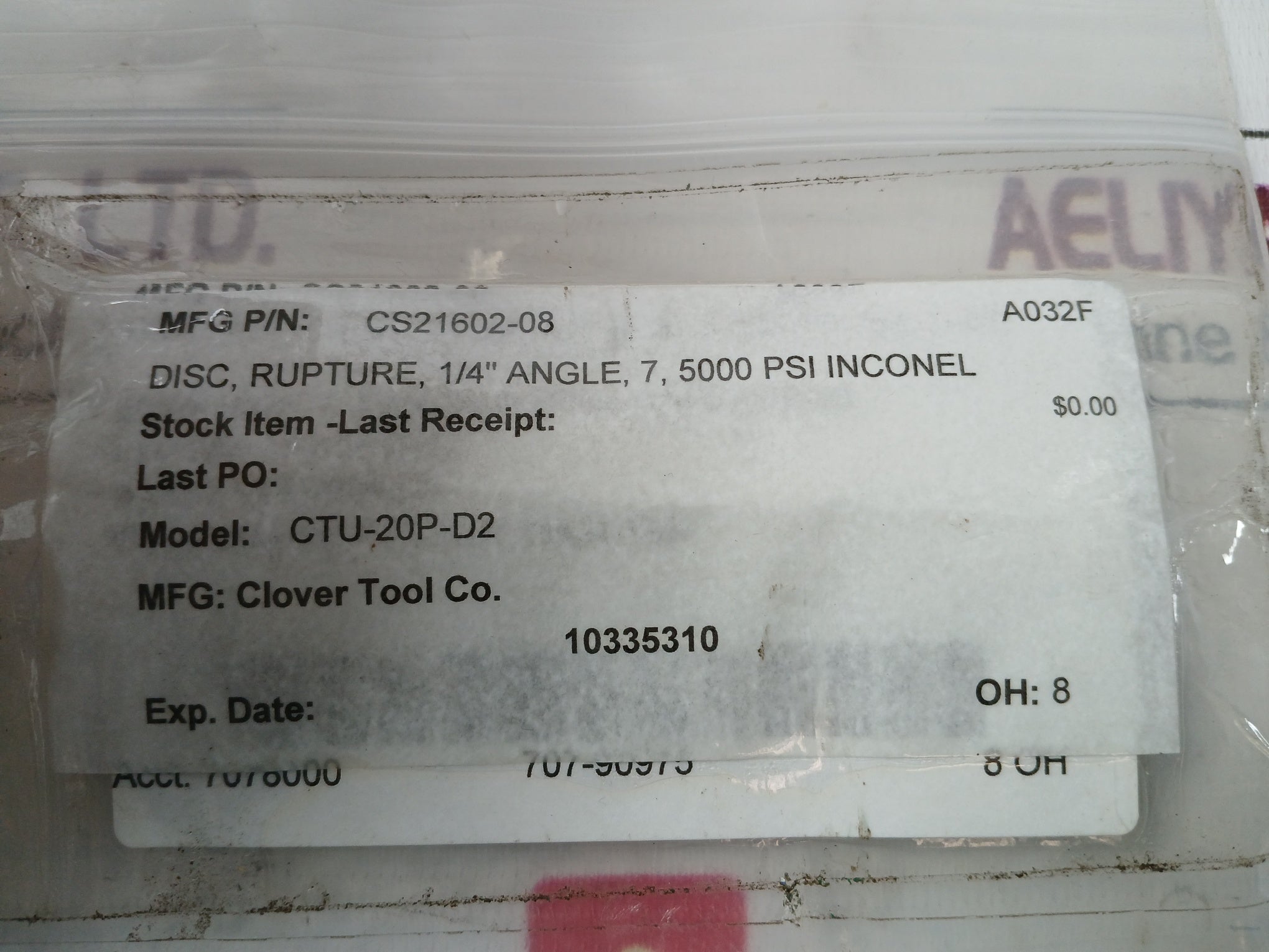Lot of 4X LAMOT 1/4” STD (AA) Rupture Pressure Disk 1/4" Angle CTU-20P-D2