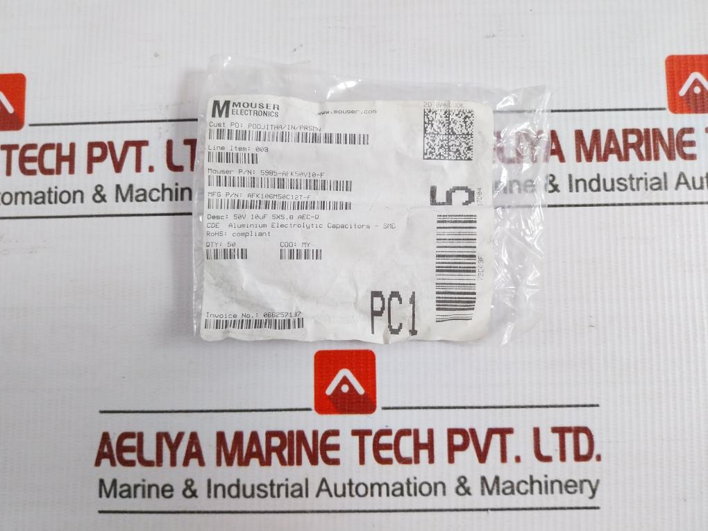 Lot Of 50X Aluminium Electrolytic Capacitor 5985-afk50V10-f Mouser 50V