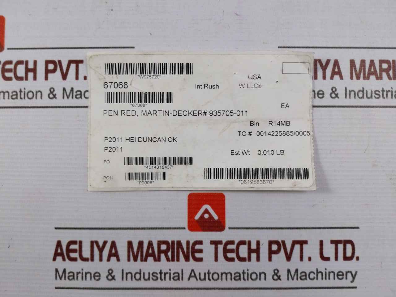 Lot Of 5X Nov 935705-011 Red Ink Pen For Cementing Unit 0.37” Nib 67068