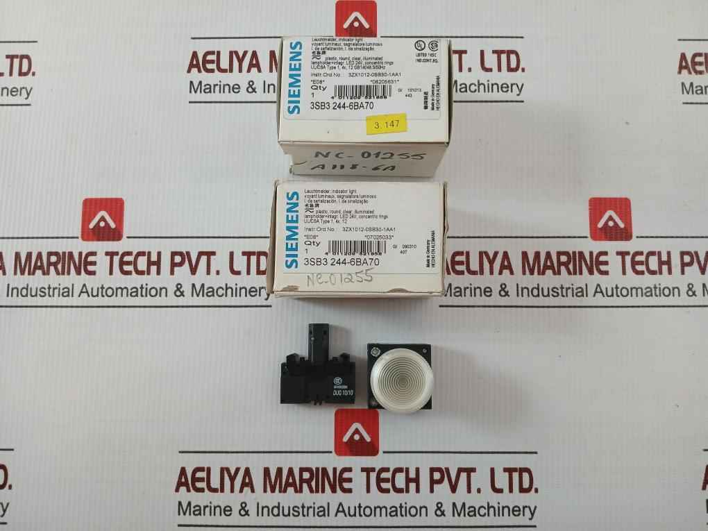 Lot Of 5X Siemens Led Indicator With Lamp Holder 24V Assembly 3Sb3 244-6Ba70