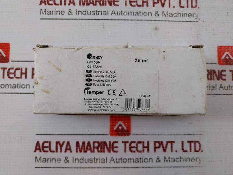 Lot of 5X TEMPER DIII 50A Diazed Fuse 500VAC 50Ka IEC/EN 60269 8432710128361