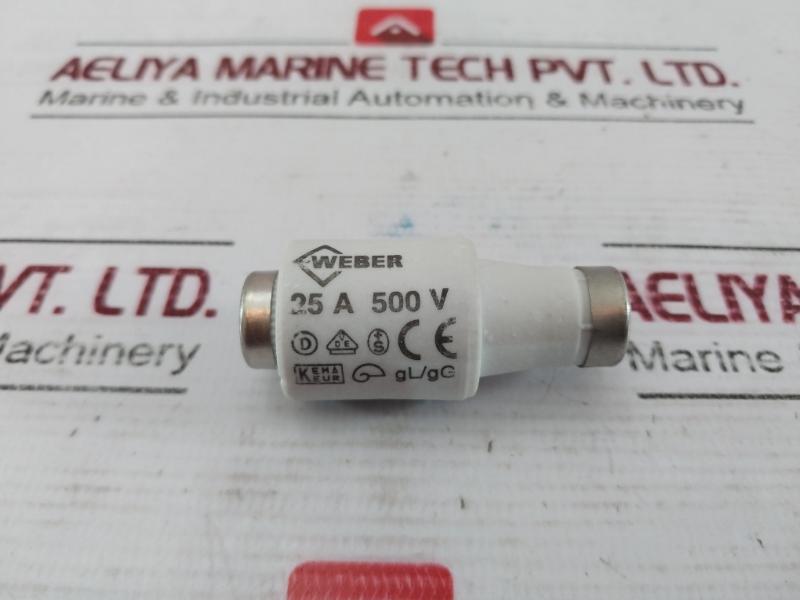 Lot of 5X WEBER 25A Ceramic Fuse 500V GL/GG