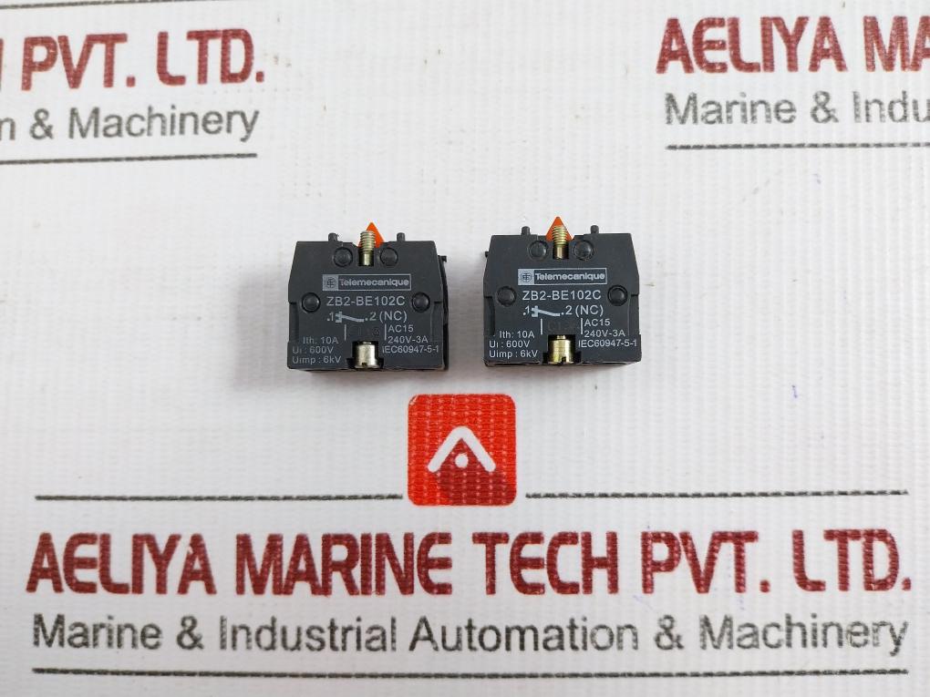 Lot Of 5X Zb2-be102C Contact Block 600V/10A Telemecanique