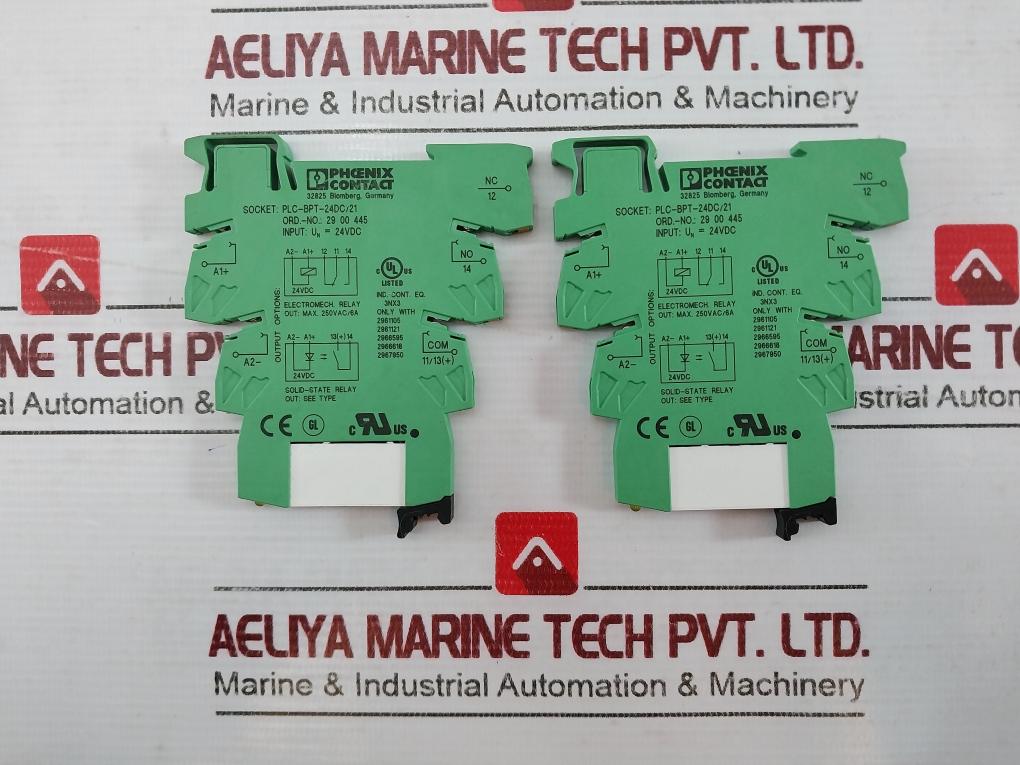 Lot of 6X PHOENIX CONTACT PLC-BPT-24DC21 Basic Terminal Block Push-in Connection