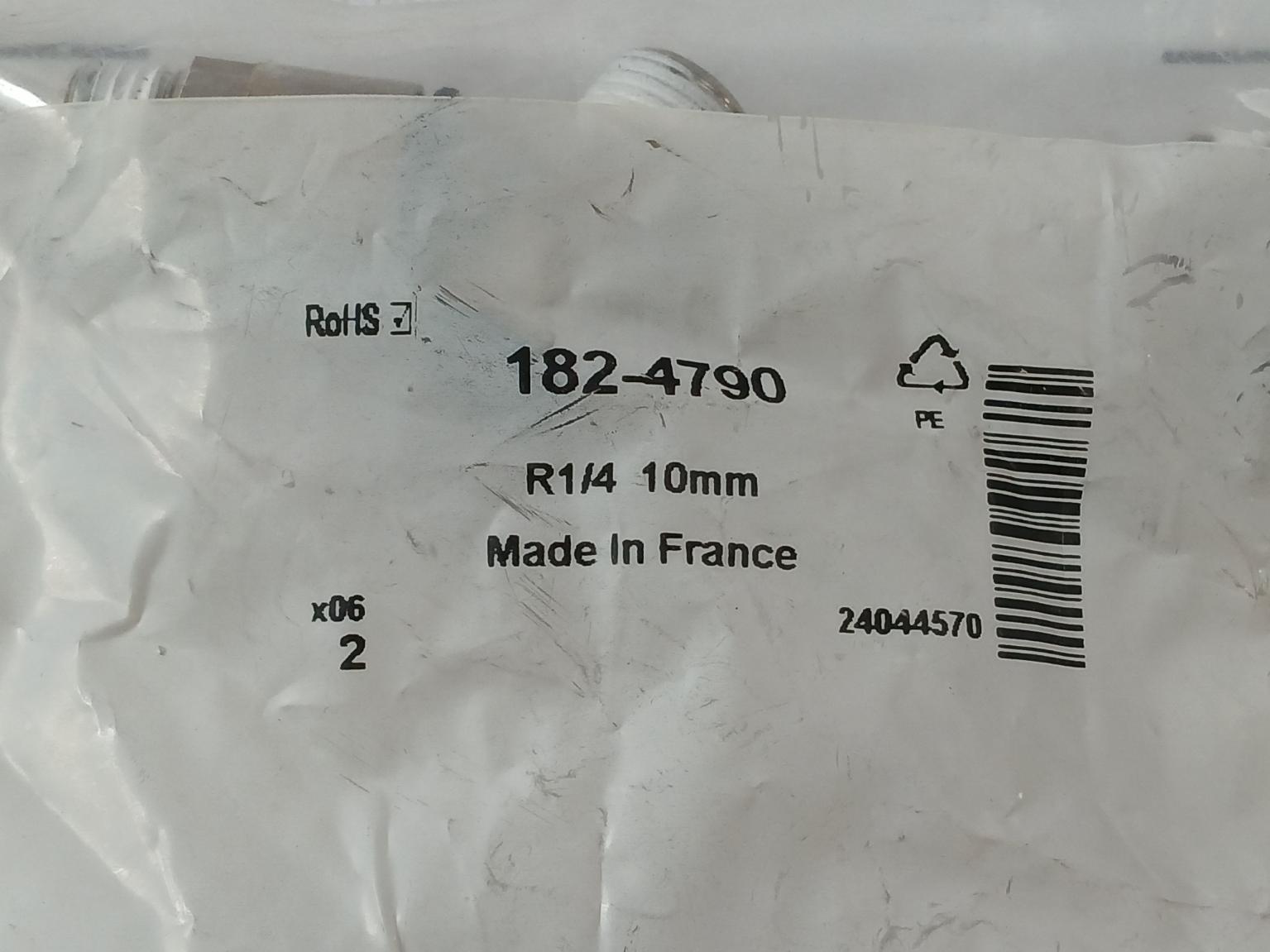 Lot Of 6X RS 182-4790 Pneumatic Push-In Fitting/Tube Connector R1/4 10MM