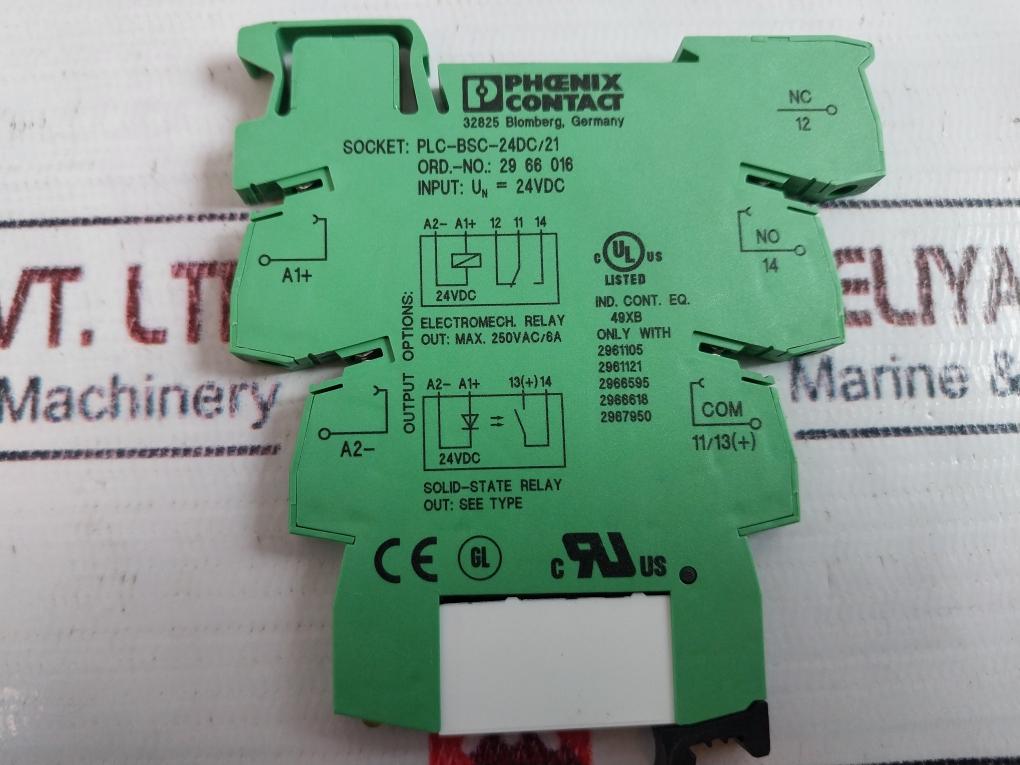 Lot of 7X PHOENIX CONTACT PLC-BSC-24DC/21 Relay Base 29 66 016