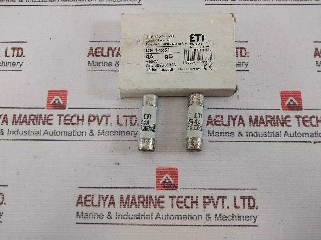 Lot of 8X ETI 002630003 Cylindrical Fuse-link 4A GG 690VAC