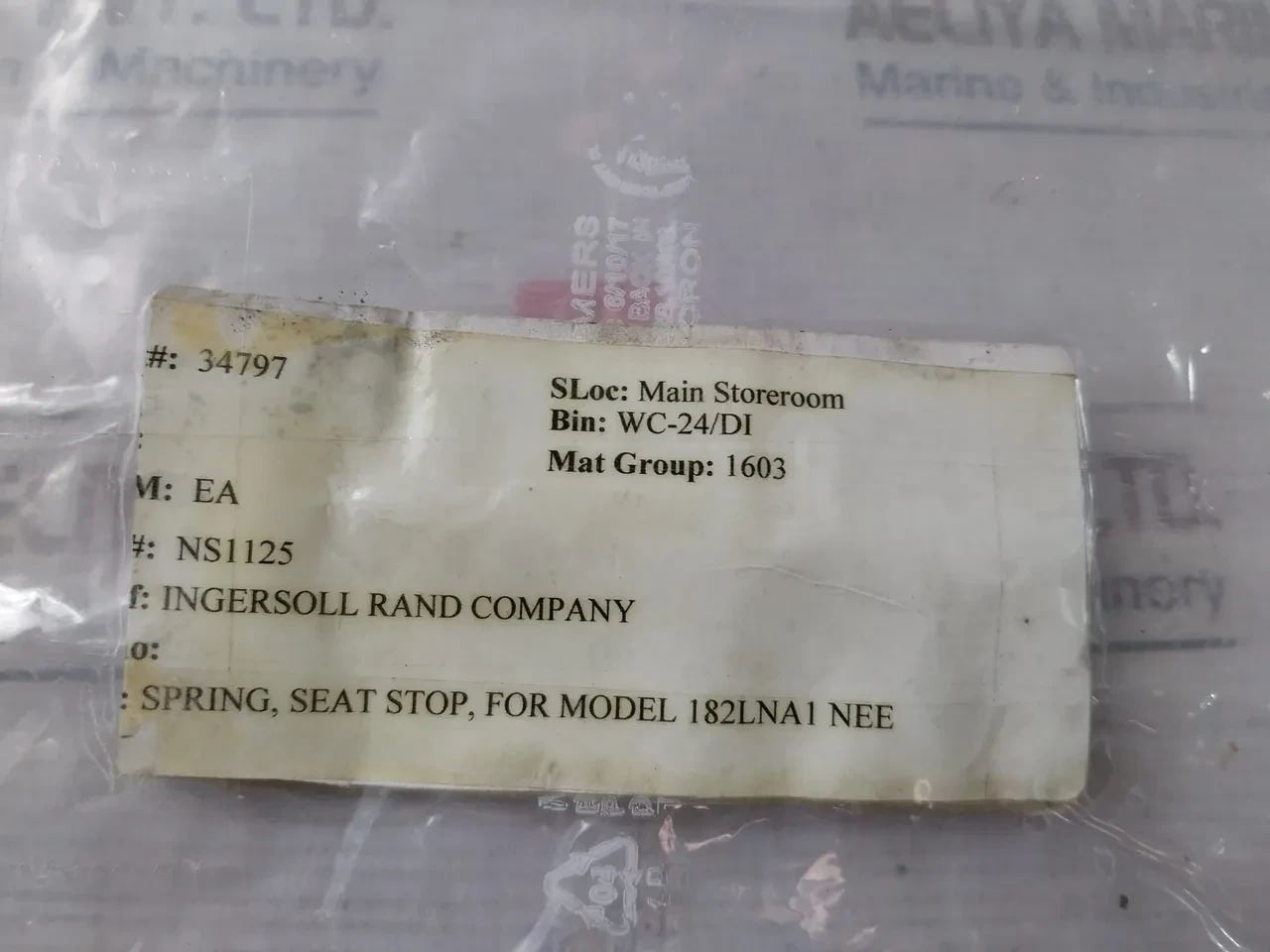 Lot of 7X INGERSOLL RAND NS1125 Spring Seat Stop For Model 182LNA1 NEE