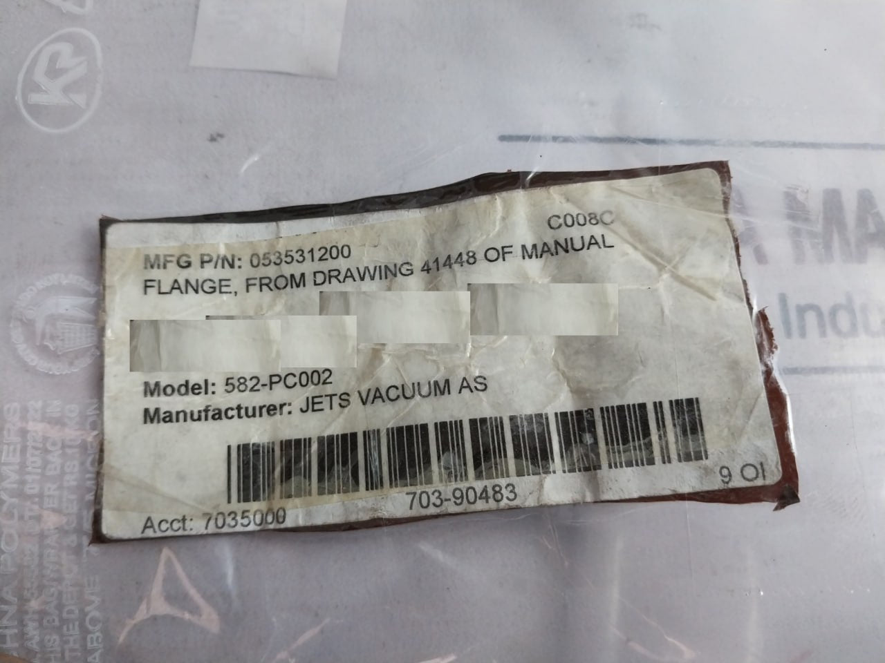 Lot of 7X Jets Vacuum 703-90483 Flange From Drawing 41448 Of Manual 582-PC002