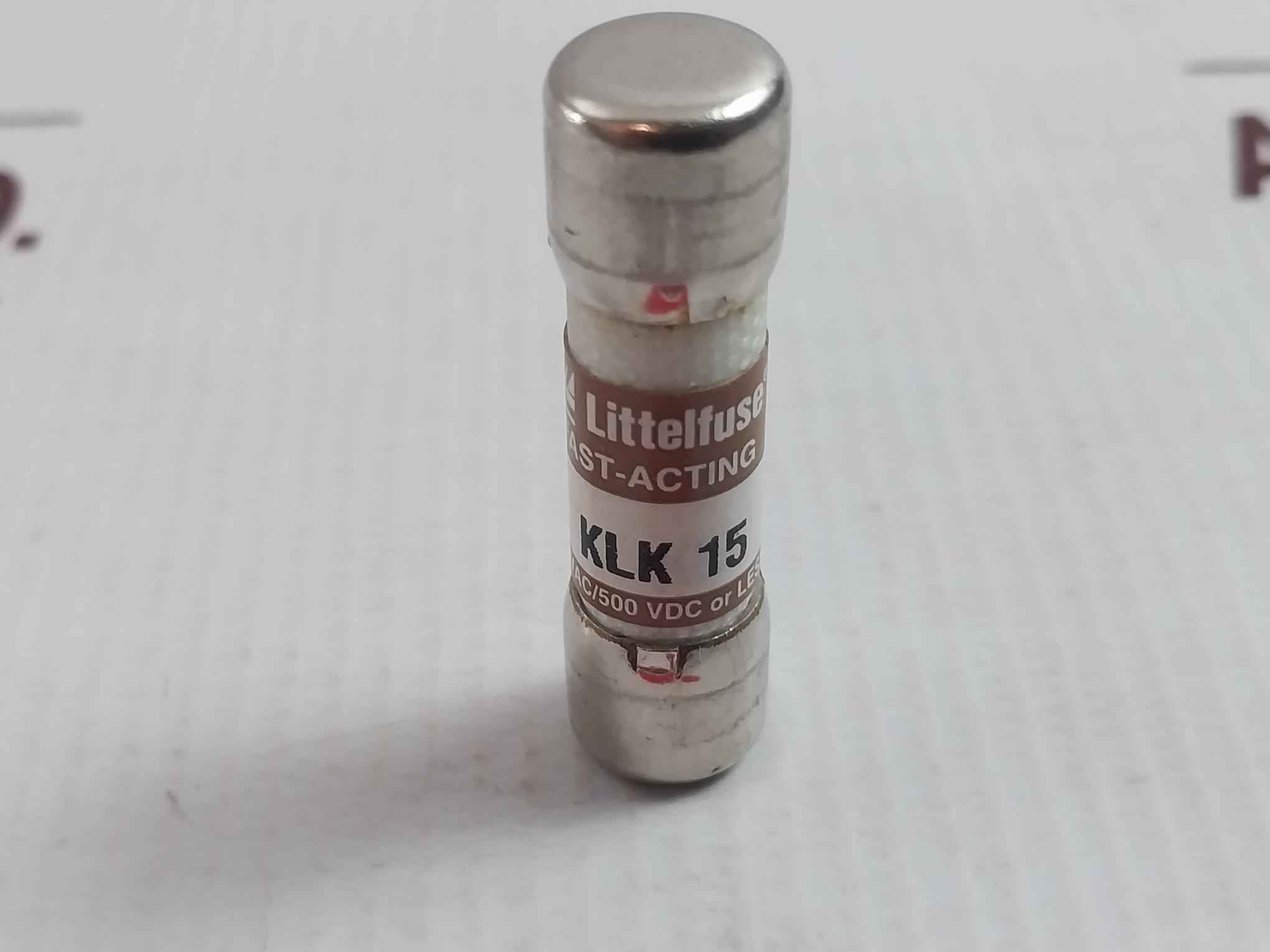 Lot of 10x Littelfuse Klk 15 Fast-acting Fuse 600 Vac/500 Vdc 100,000a