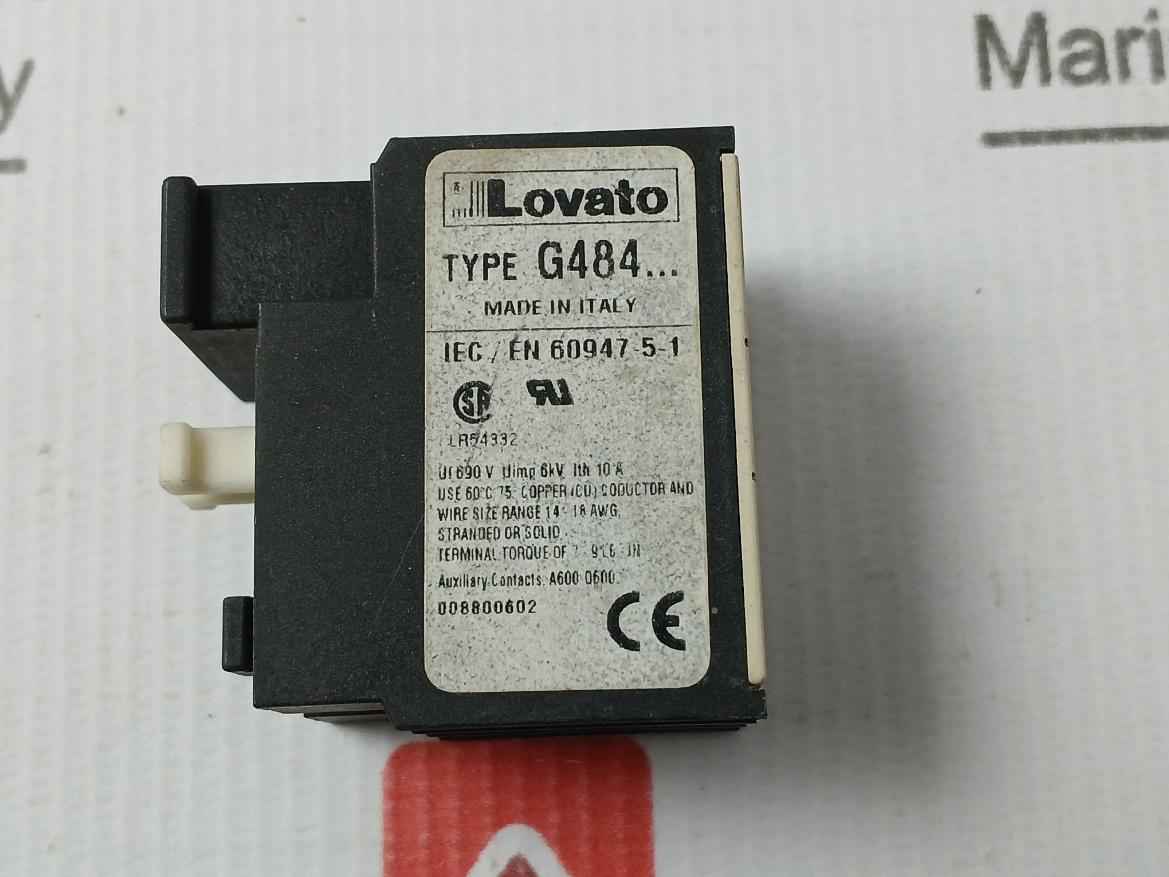 Lovato G484… Auxiliary Contact Block 10A 690V Ac A600