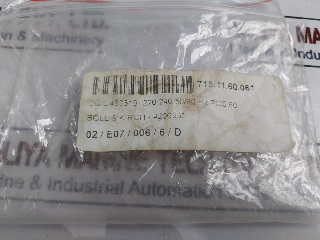 Lucifer/ Boll Kirch 483510S6 F Solenoid Valve Coil 4206553 220-240V 50/60Hz 9W