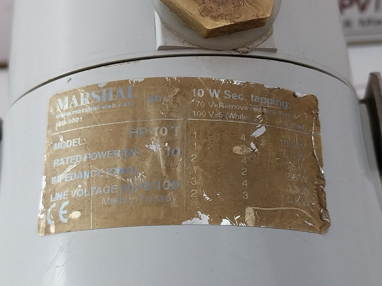 Marshal Hp-10 T Horn Loudspeaker Iso-9001 70/100V 10W