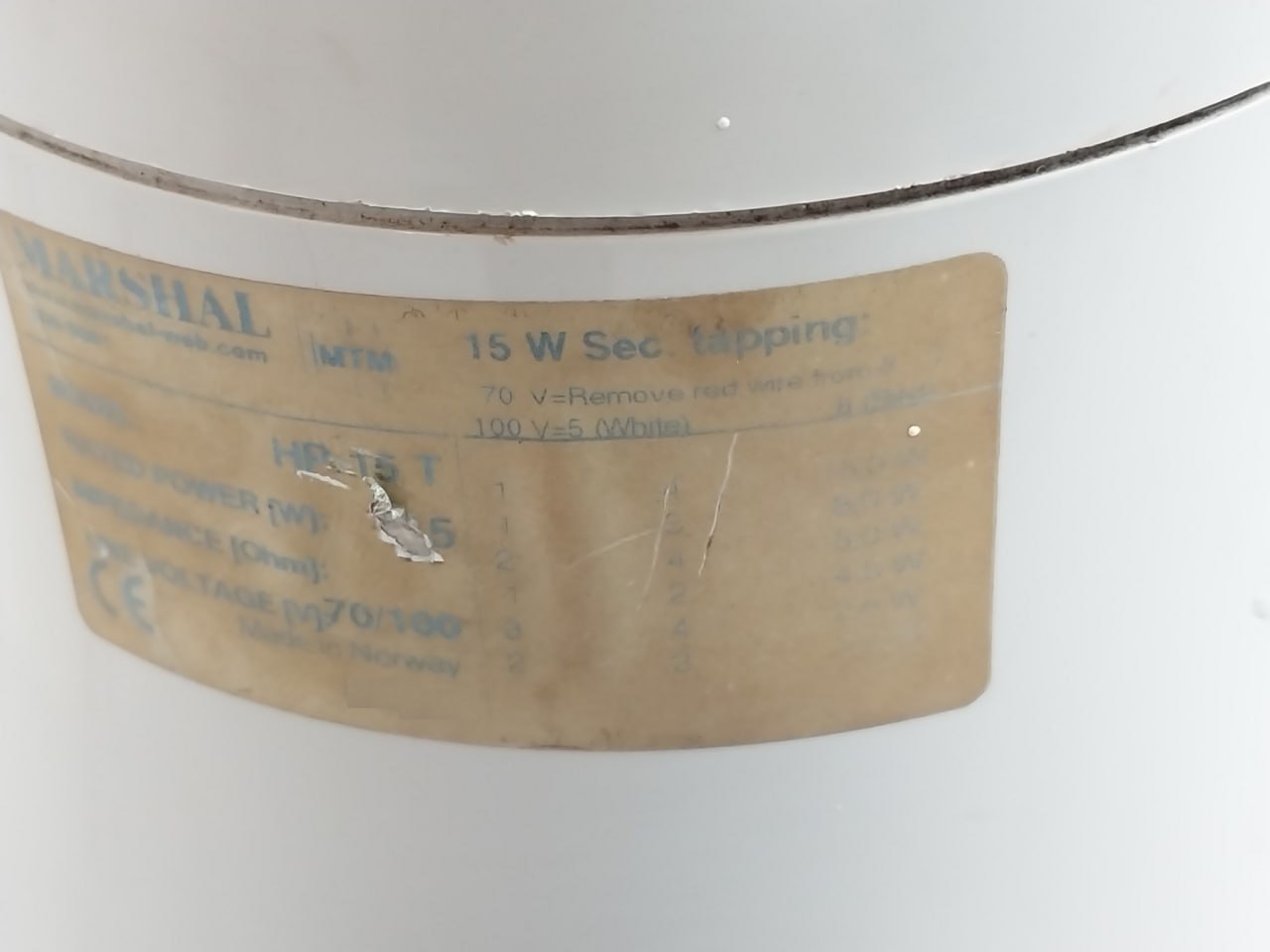 Marshal Hp-15 T Weatherproof Loudspeaker 15W 70/100V