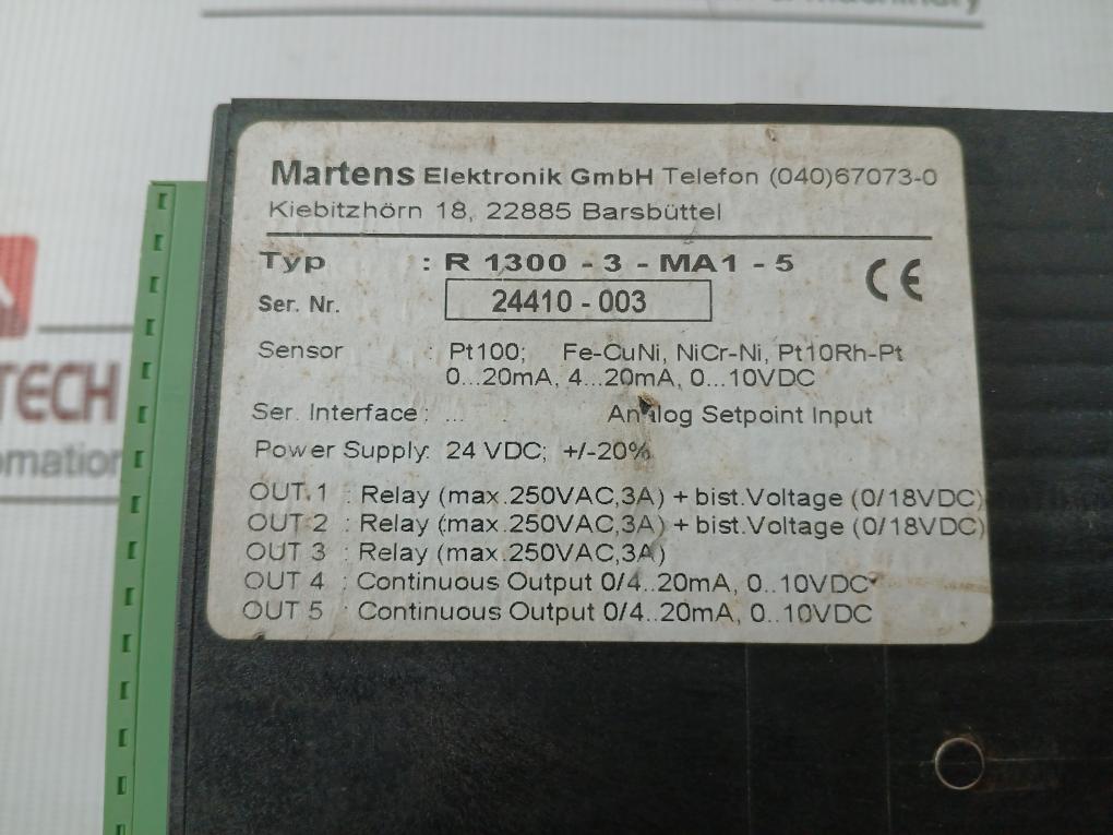Martens 24Vdc Digital Temperature Controller R 1300-3-ma1-5