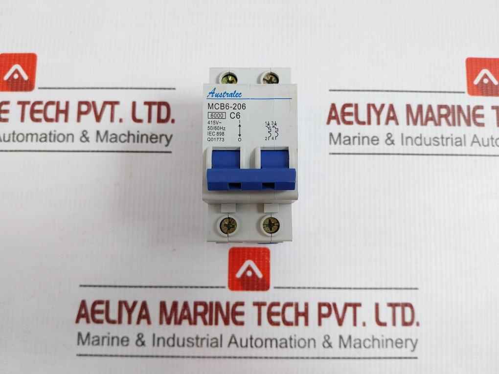 Mcb6-206 2-pole Miniature Circuit Breaker 415 Vac 50/60 Hz Australec